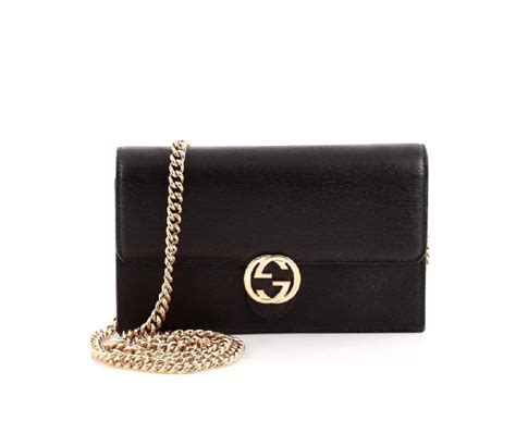 gucci interlocking chain wallet crossbody black|Gucci wallet crossbody microguccissima.